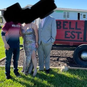 Grey Sequence Dress with Slit